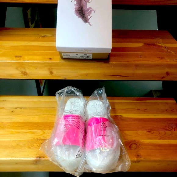 Jessica Simpson Neon Pink Ezira Platform Slides - Picture 5 of 7